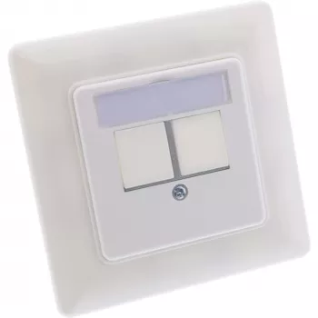 InLine Rahmen-Set für 2x RJ45 Keystone SNAP-In 90°, weiß RAL9010