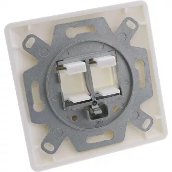 InLine Rahmen-Set für 2x RJ45 Keystone SNAP-In 90°, weiß RAL9010