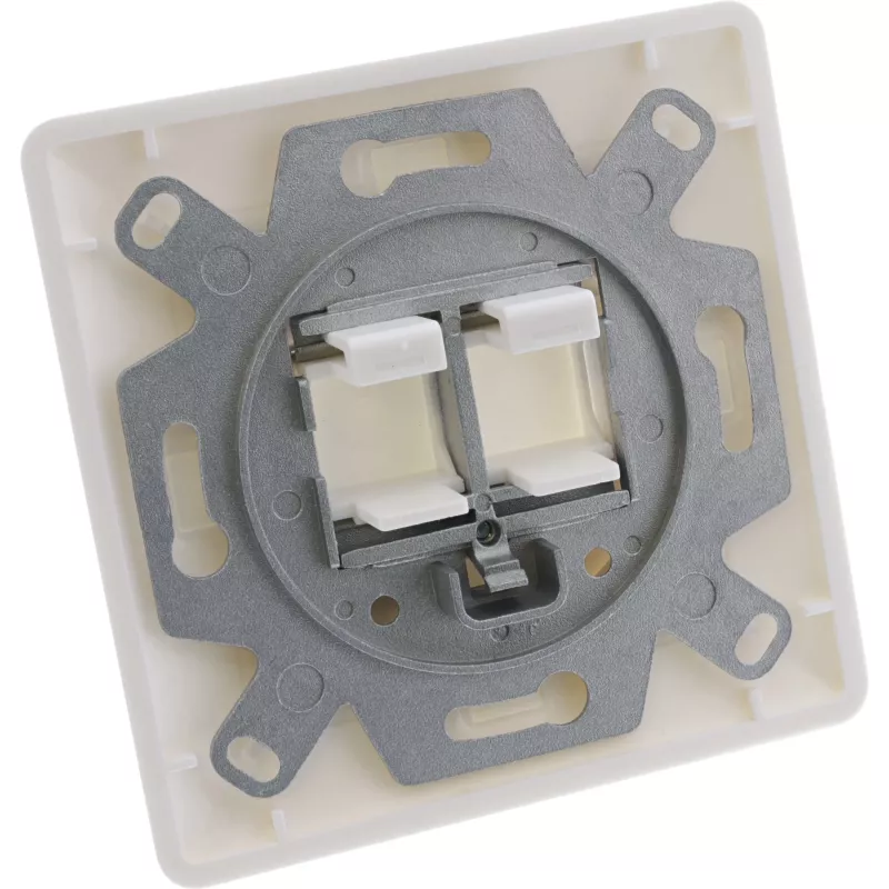 InLine Rahmen-Set für 2x RJ45 Keystone SNAP-In 90°, weiß RAL9010