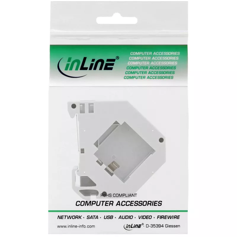InLine Keystone-Halterung für Hutschiene, 1-Port, hellgrau