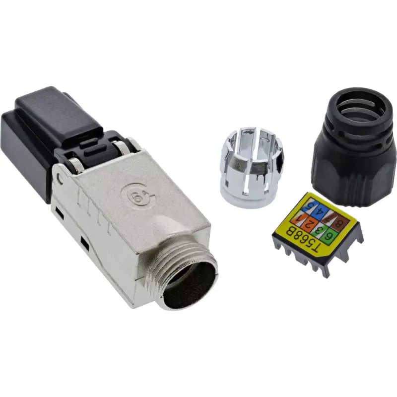 InLine RJ45-Stecker Cat.6A 500MHz, feldkonfektionierbar, geschirmt, mit Schraubkappe