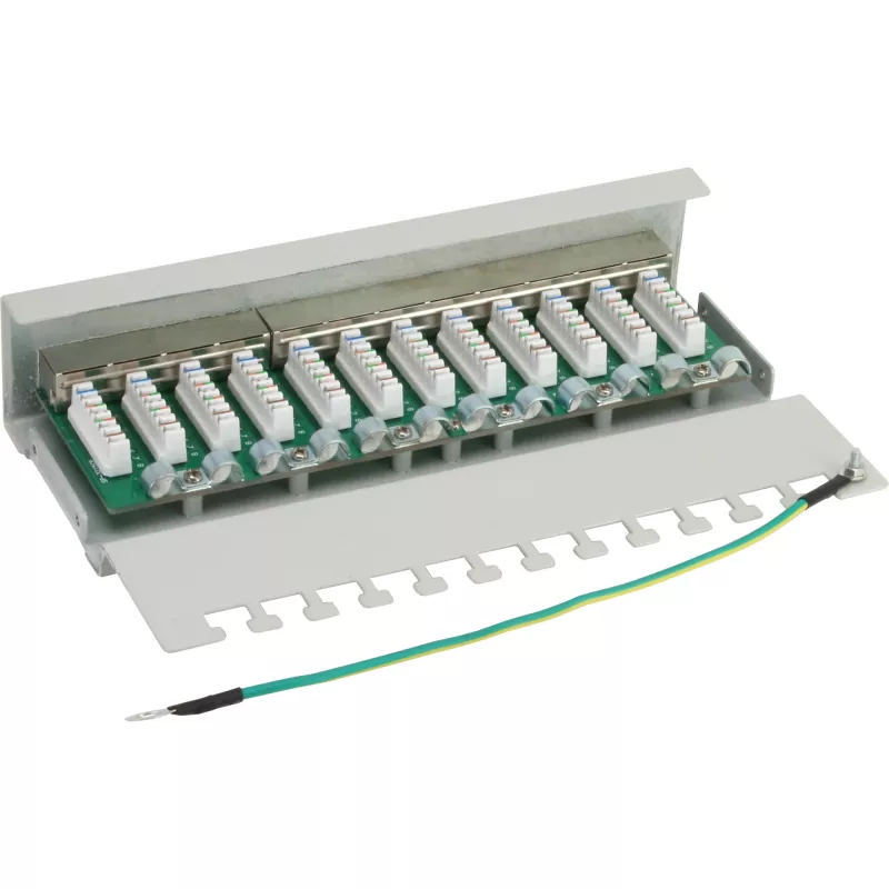 InLine Patch Panel Cat.6 12 Port Schreibtisch-/Wandmontage hellgrau RAL7035