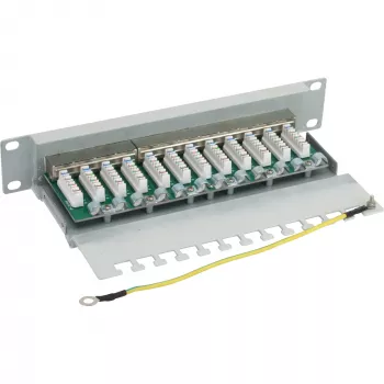 InLine 10 Zoll Cat.6 Patchpanel 12 Ports 1U lichtgrau RAL7035