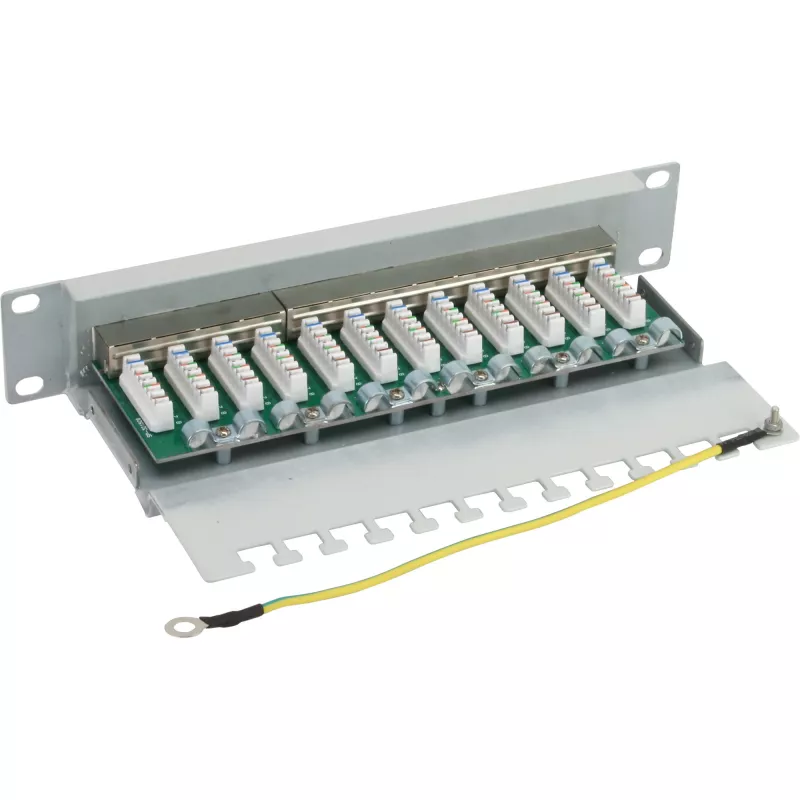InLine 10 Zoll Cat.6 Patchpanel 12 Ports 1U lichtgrau RAL7035