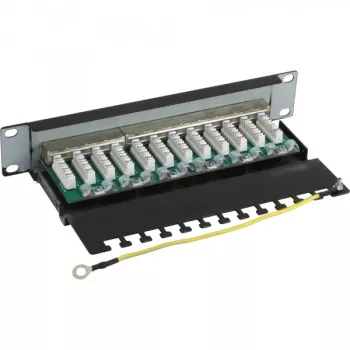 InLine Patch Panel 10 Zoll Cat.6 12 Port 1U schwarz RAL9005