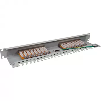 InLine Patch Panel Cat.6 16 Port 19 Zoll 1HE hellgrau RAL7035
