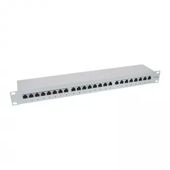 InLine Patch Panel Cat.6 24 Port 19 Zoll 1HE lichtgrau RAL7035