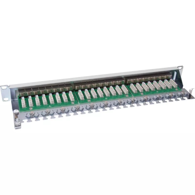InLine Patch Panel Cat.6 24 Port 19 Zoll 1HE lichtgrau RAL7035