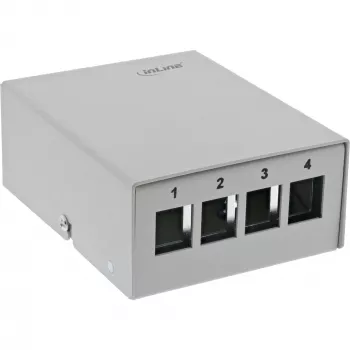 InLine Desktop-Konsolidierungspunkt-Box 4x Keystone RJ45, Metall, RAL7035
