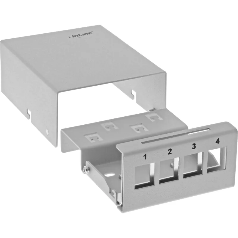 InLine Desktop-Konsolidierungspunkt-Box 4x Keystone RJ45, Metall, RAL7035