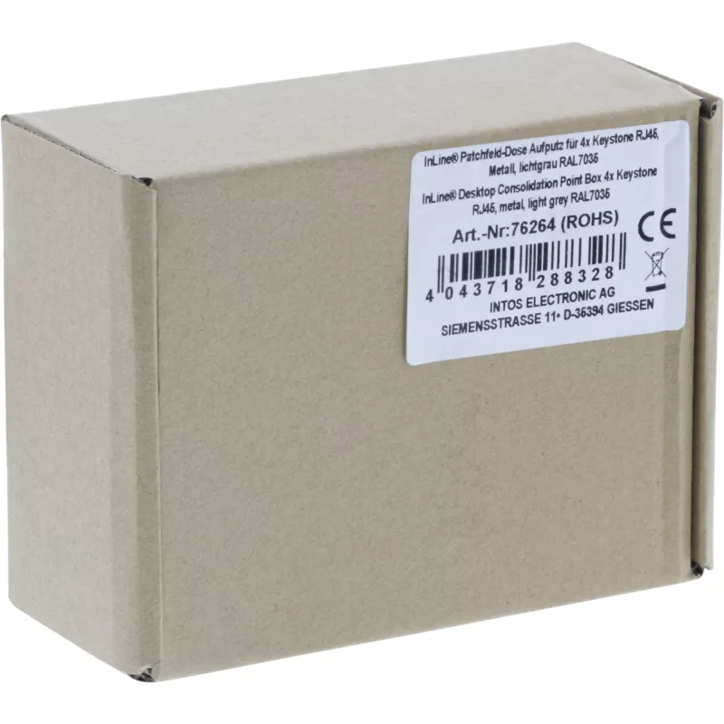 InLine Desktop-Konsolidierungspunkt-Box 4x Keystone RJ45, Metall, RAL7035
