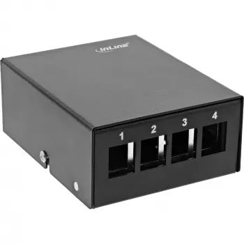 InLine Desktop-Konsolidierungspunktbox 4x Keystone RJ45, Metall, Schwarz RAL9005