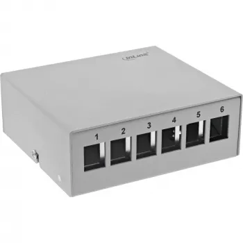 InLine Desktop Consolidation Point Box 6x Keystone RJ45, Metall, RAL7035