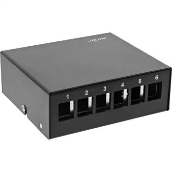 InLine Desktop-Konsolidierungspunkt-Box 6x Keystone RJ45, Metall, schwarz RAL9005