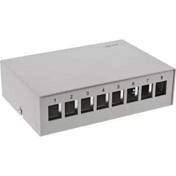 InLine Desktop-Konsolidierungspunkt-Box 8x Keystone RJ45, Metall, RAL7035