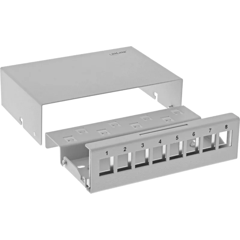 InLine Desktop-Konsolidierungspunkt-Box 8x Keystone RJ45, Metall, RAL7035