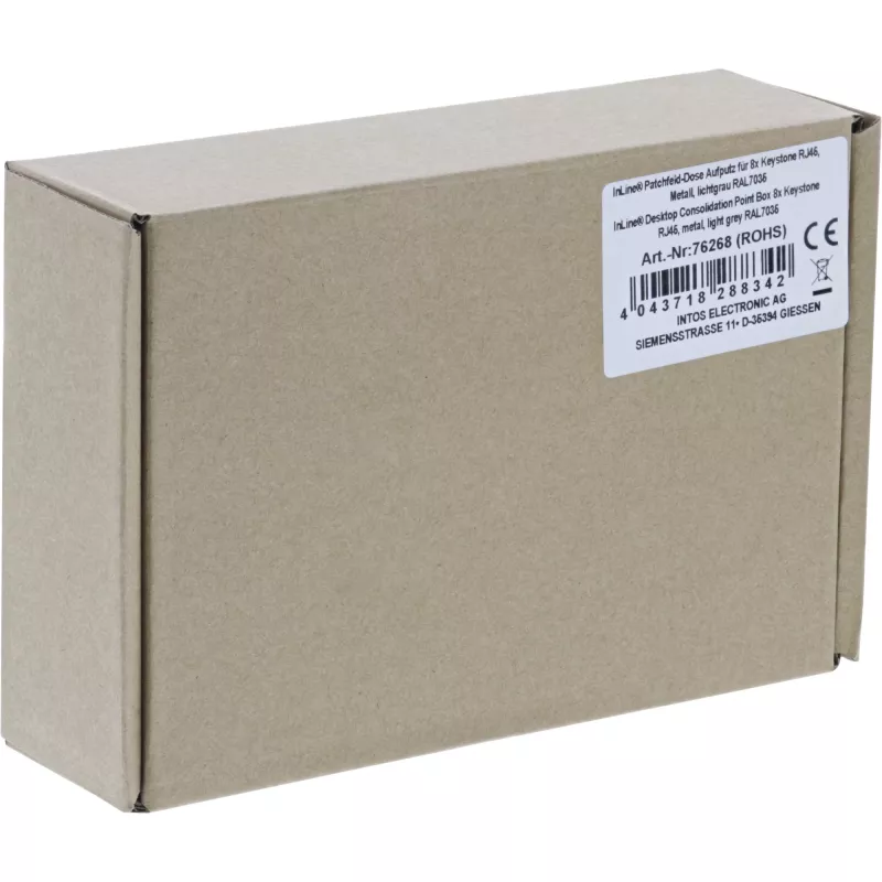 InLine Desktop-Konsolidierungspunkt-Box 8x Keystone RJ45, Metall, RAL7035