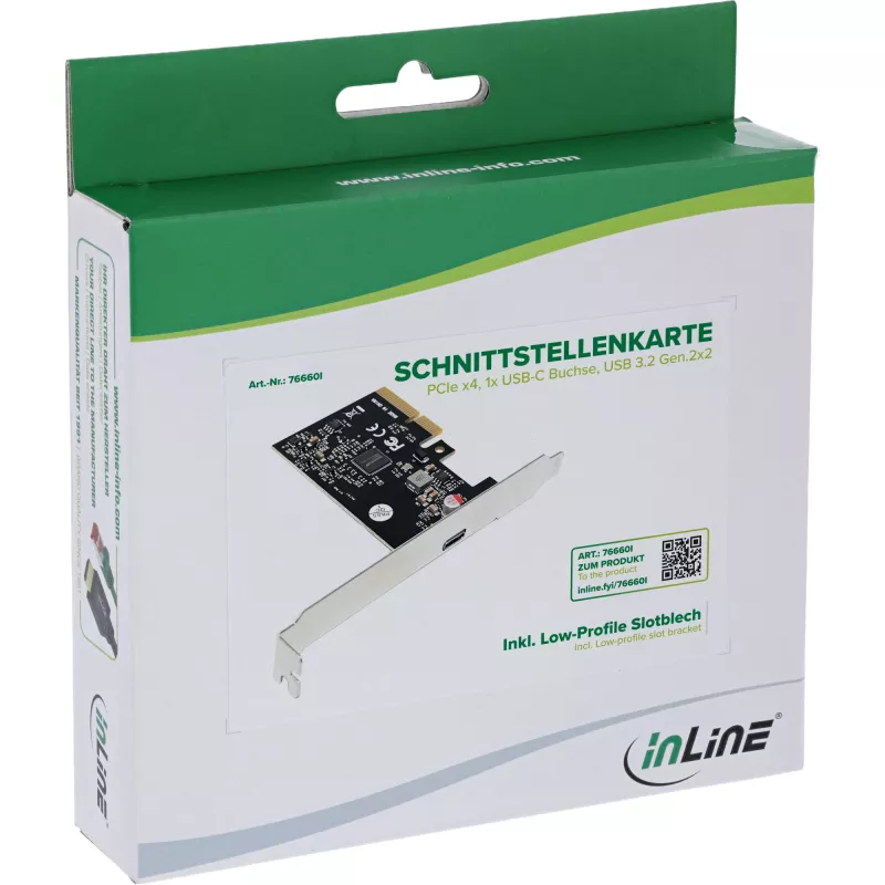 Interne USB-Typ-C-Adapterkarte InLine 76660I PCIe 20 Gbit/s