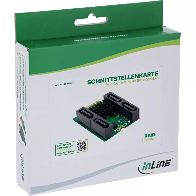 InLine 76660U interne SATA-Schnittstellenkarte M.2 auf SATA 6 Gbit/s