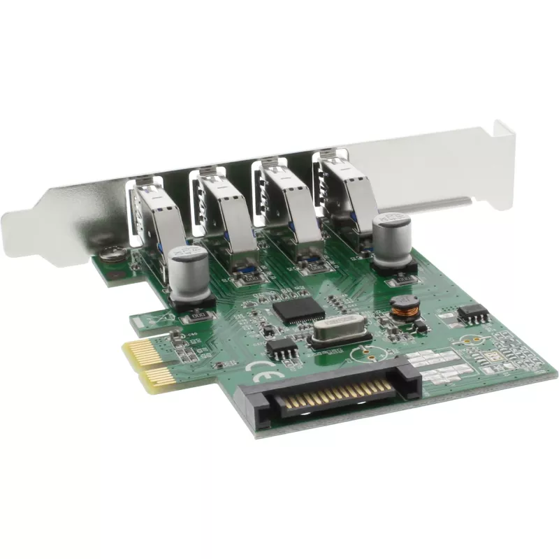 InLine USB 3.0 4 Port Host Controller PCIe inkl. LP Blende und 4 Pin Aux. Strom