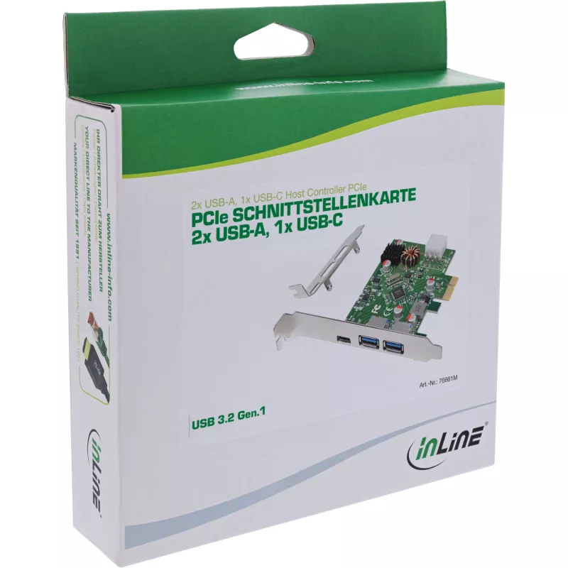 InLine 76661M Schnittstellenkarte/Adapter Intern USB 3.2 Gen 1 (3.1 Gen 1), USB Typ-C