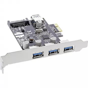 InLine 3+1-Port USB 3.0 Host-Controller, PCIe, mit SATA-Stromanschluss und LP-Blende