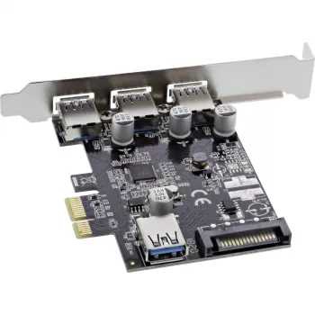 InLine 3+1-Port USB 3.0 Host-Controller, PCIe, mit SATA-Stromanschluss und LP-Blende