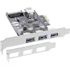 InLine 3+1-Port USB 3.0 Host-Controller, PCIe, mit SATA-Stromanschluss und LP-Blende