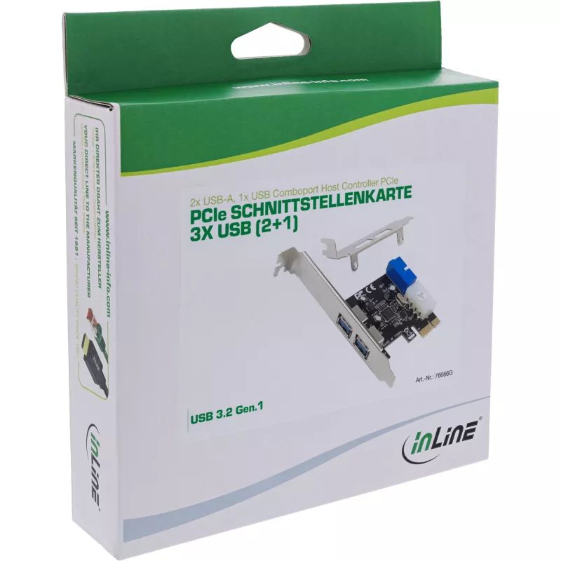 InLine 2+2 Ports USB 3.2 Gen.1 Host Controller, PCIe, mit SATA-Stromversorgung + LP-Blende