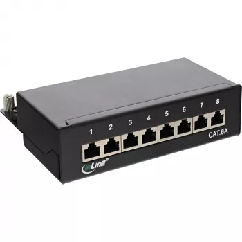 InLine Patch Panel Cat.6A Tisch-/Wandmontage 8 Port schwarz RAL9005