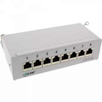 InLine Patchpanel Cat.6A Tisch-/Wandmontage 8 Ports lichtgrau RAL7035