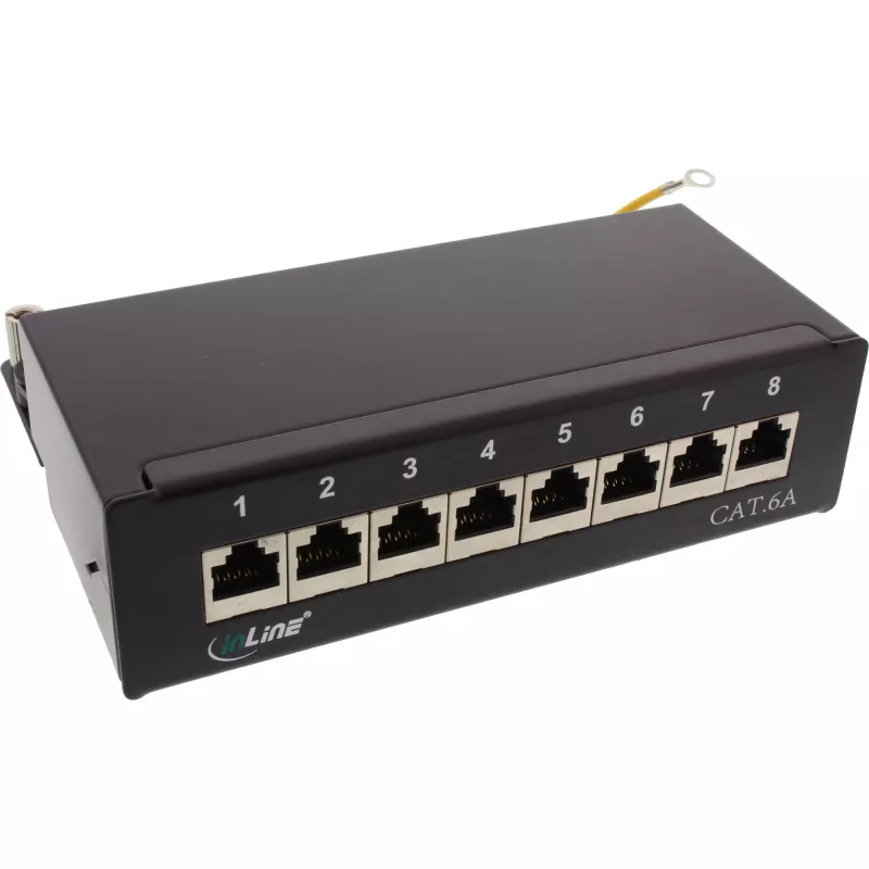 InLine Patch Panel Cat.6A Tisch-/Wandmontage 8 Port Schwarz RAL9005