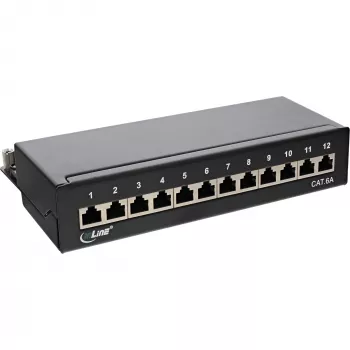InLine Patch Panel Cat.6A Tisch- / Wandmontage 12 Port schwarz