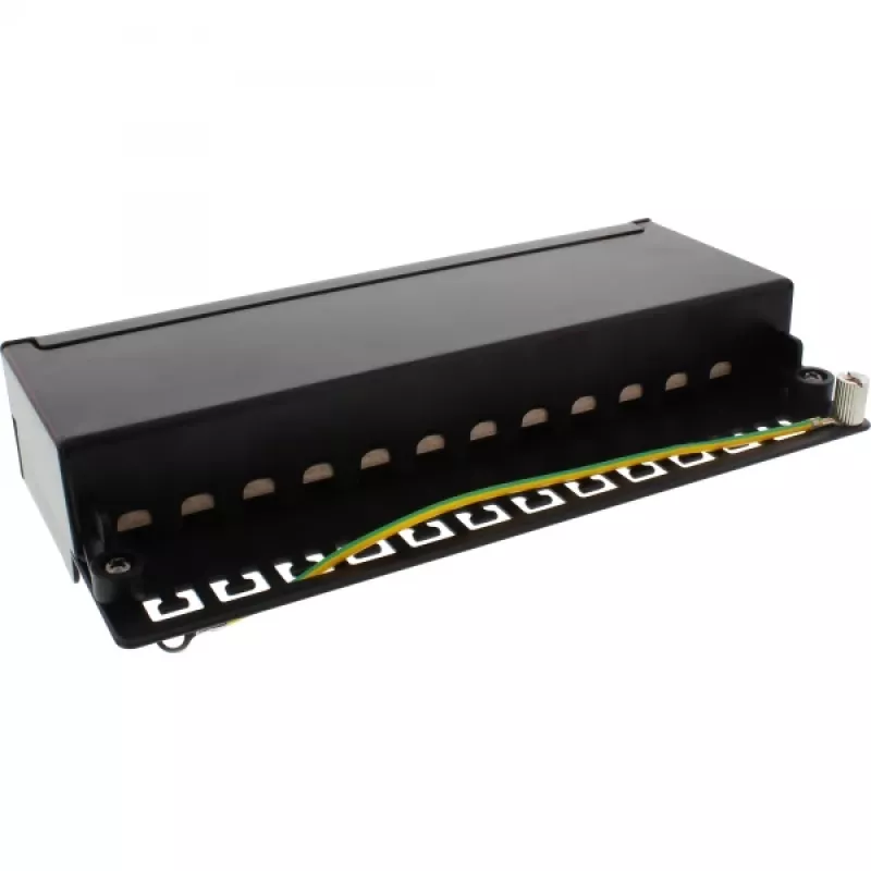 InLine Patch Panel Cat.6A Tisch-/Wandmontage 12 Port schwarz RAL9005