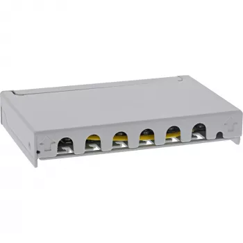 InLine Patchpanel Kat.6A 0,5HE 6-Port, Tisch/Wand/Schiene, grau mit Staubschutz