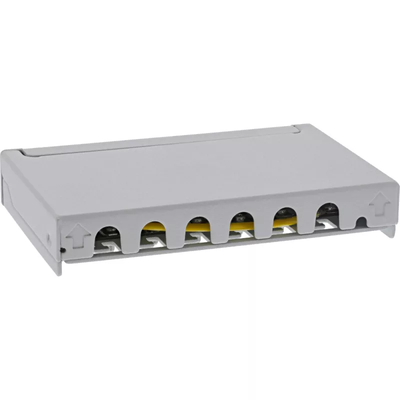 InLine Patchpanel Kat.6A 0,5HE 6-Port, Tisch/Wand/Schiene, grau mit Staubschutz