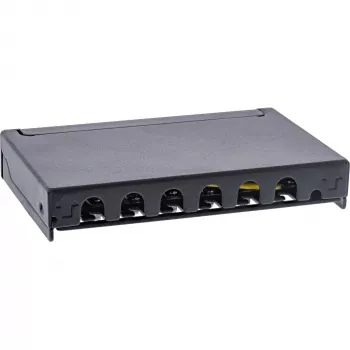 InLine Patchpanel Cat.6A 0,5U 6-Port, Tisch/Wand/Schiene, schwarz mit Staubschutz