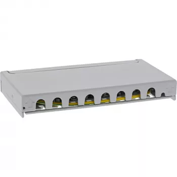 InLine Patchpanel Cat.6A 0,5HE 8-Port, Tisch/Wand/Schiene, grau, Staubschutz