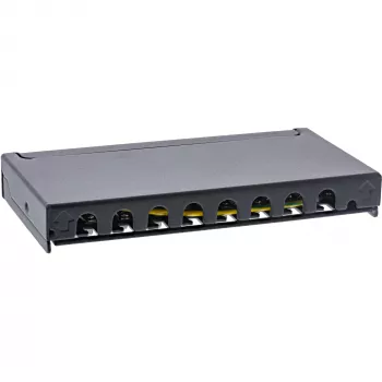InLine Patch panel Cat.6A 0.5U 8-Port, Tisch/Wand/Schiene, schwarz, Staubschutz