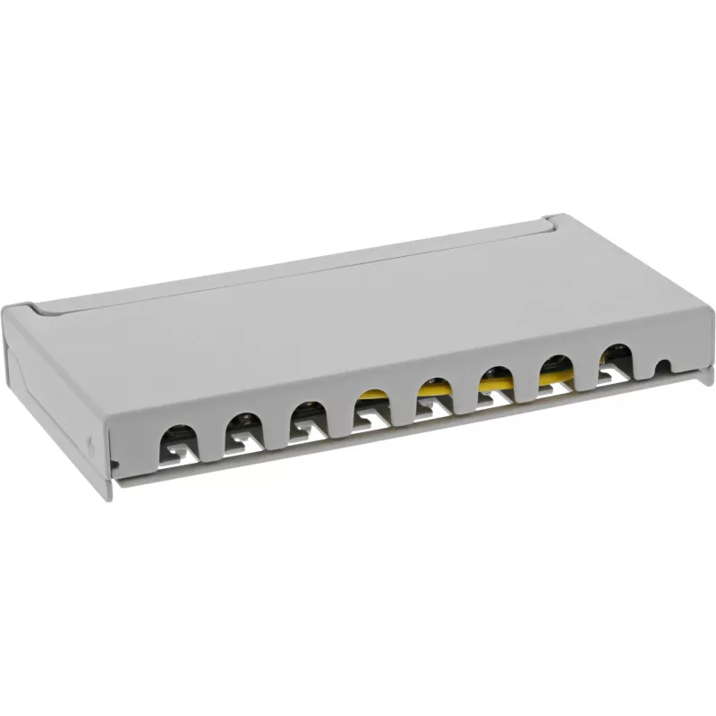 InLine Patchpanel Cat.6A 0,5HE 8-Port, Tisch-/Wandmontage hellgrau RAL7035