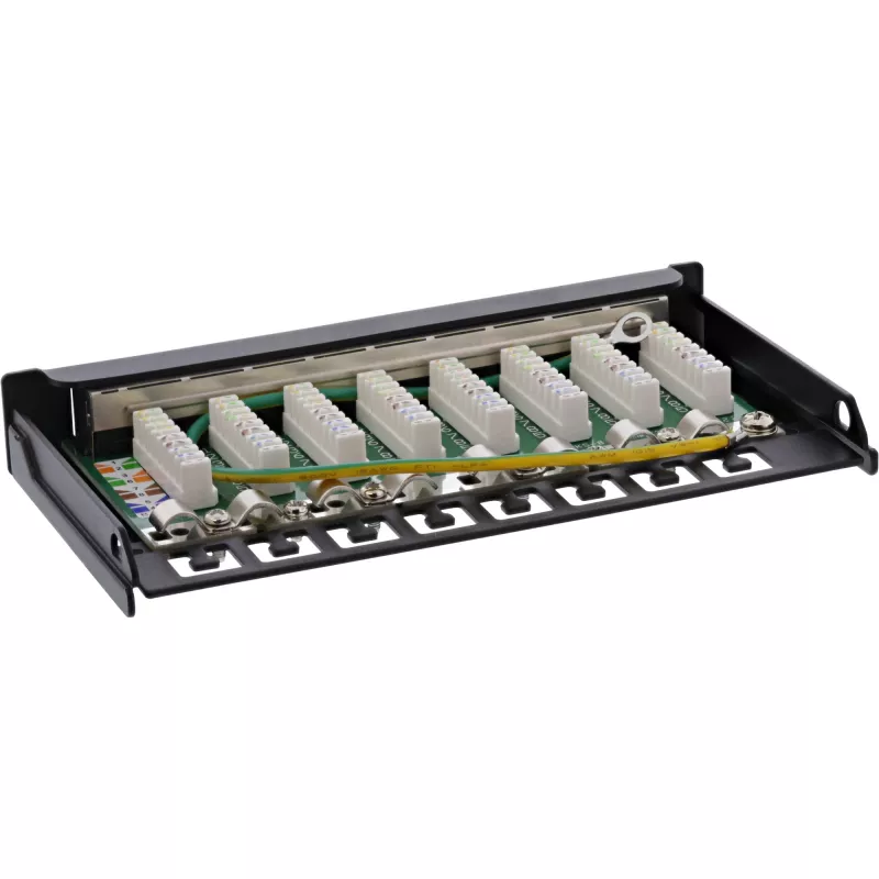 InLine Patchpanel Kat.6A 0,5HE 8-Port, Tisch-/Wandmontage schwarz RAL9005
