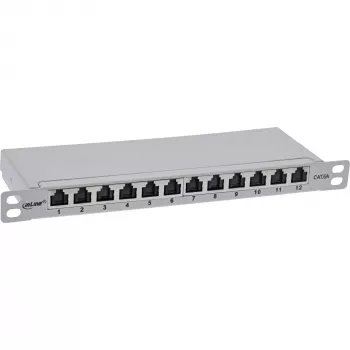 InLine 10 Zoll Patchpanel Cat.6A 0,5HE 12-Port, mit Staubschutz, grau