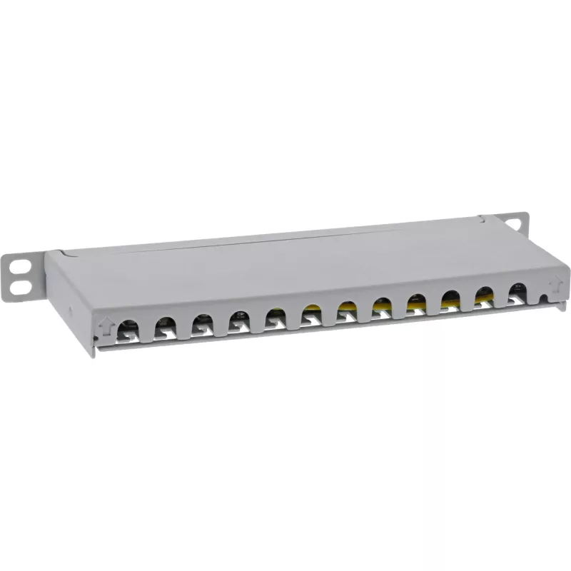 InLine 10 Zoll Patchpanel Cat.6A 0,5HE 12-Port, mit Staubschutz, grau