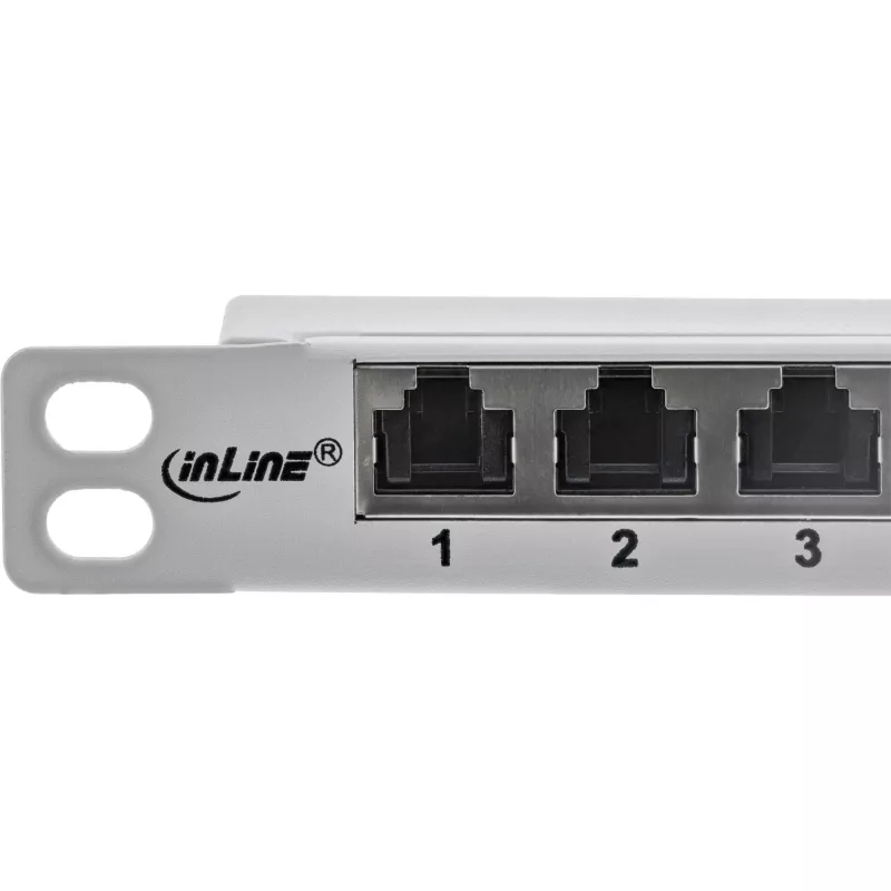 InLine 10 Zoll Patchpanel Cat.6A 0,5HE 12-Port, mit Staubschutz, grau