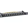 InLine 10 Zoll Patchpanel Cat.6A 0,5HE 12-Port, mit Staubschutz, schwarz
