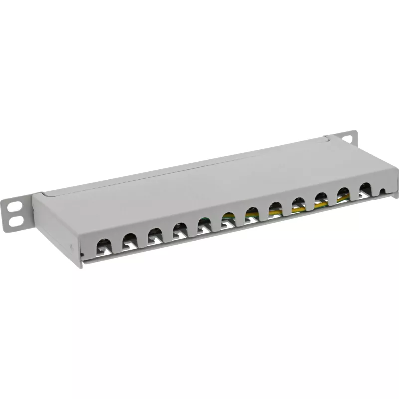 InLine Patchpanel 10 Zoll Cat.6A 0,5HE 12-Port Lichtgrau RAL7035