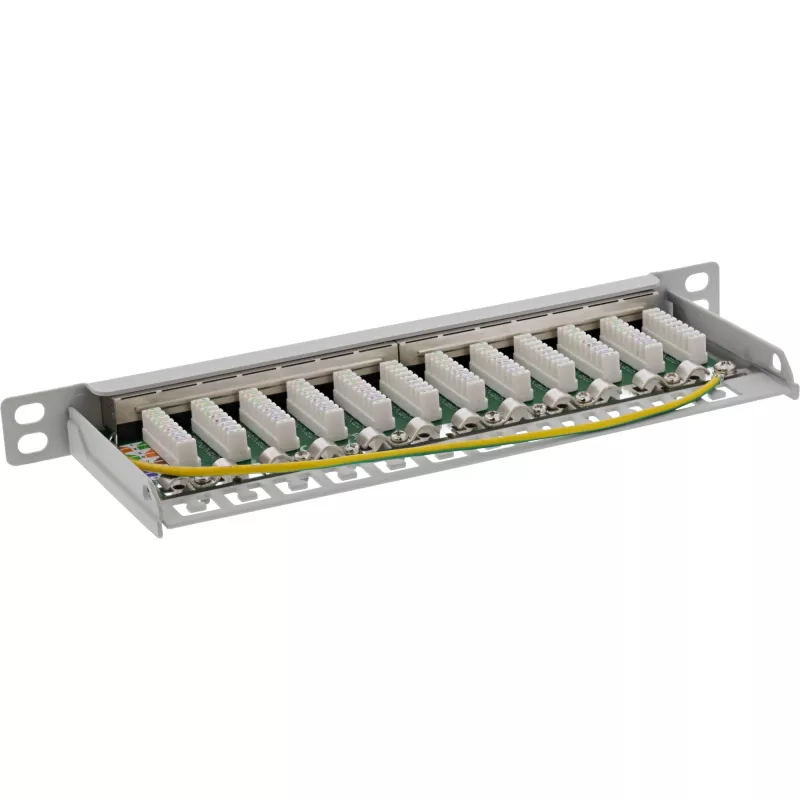 InLine Patchpanel 10 Zoll Cat.6A 0,5HE 12-Port Lichtgrau RAL7035