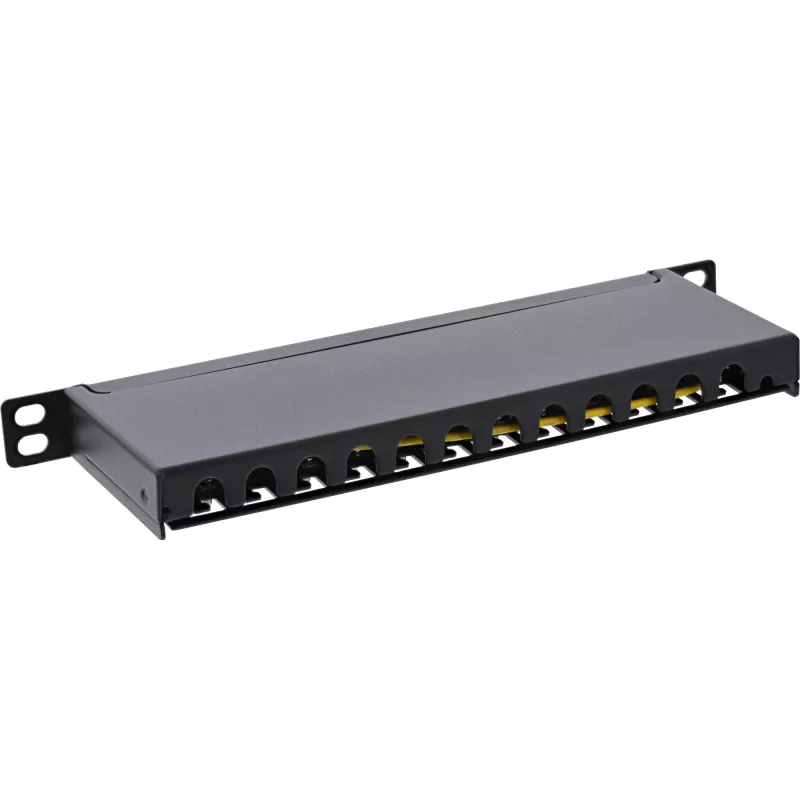 InLine Patchpanel 10 Zoll Cat.6A 0,5HE 12-Port schwarz RAL9005