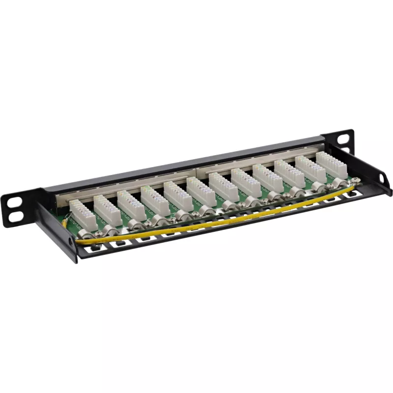 InLine Patchpanel 10 Zoll Cat.6A 0,5HE 12-Port schwarz RAL9005