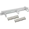 InLine Patch Panel Cat.6A 16-fach, mit 3 Kabelmanagementbügeln, 16 Keystones, 19 Zoll, 1HE, grau